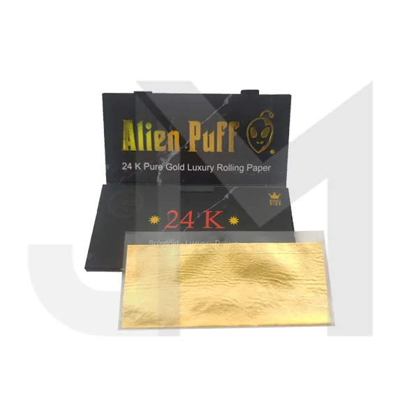 12 Alien Puff Black & Gold King Size 24K Gold Rolling Papers ( HP175AP ) - Image 2
