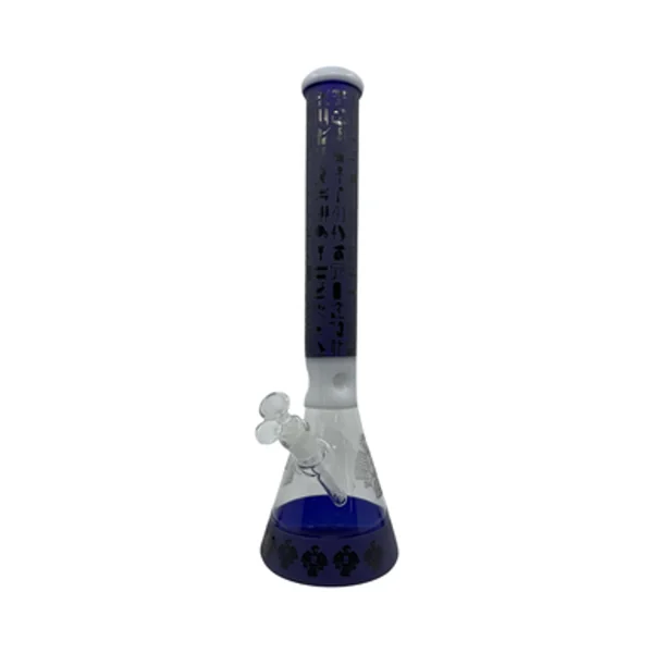 18" Egyptian Themed Glass Beaker Water Pipe with Ice Catcher
