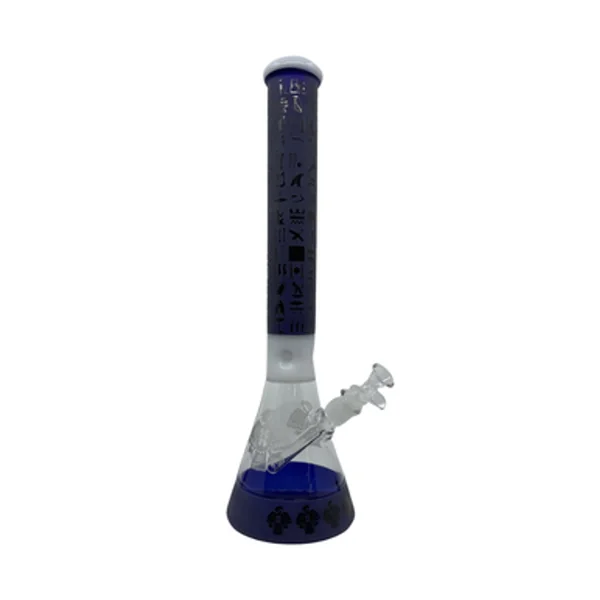 18" Egyptian Themed Glass Beaker Water Pipe with Ice Catcher - Image 2