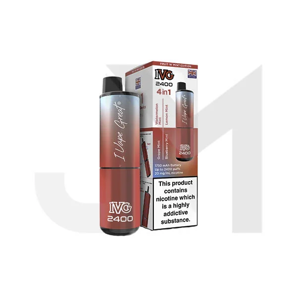 20mg IVG 2400 4 in 1 Multi Edition Rechargeable Pod Vape Kit 2400 Puffs - Image 6