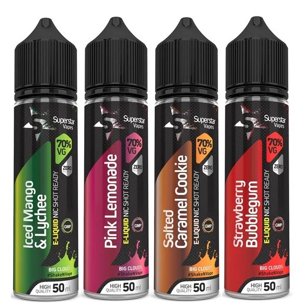 4 x 50ml Supertar Vapes High VG E Liquids