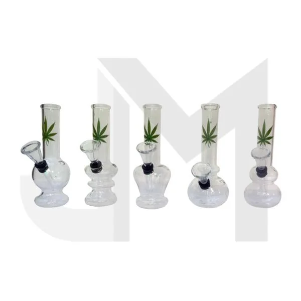 6" Small Leaf Design Glass Bong - GB41