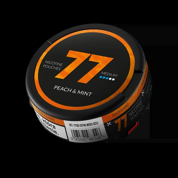 77 Peach Mint Nicotine Pouches – 10mg (5 Pack)