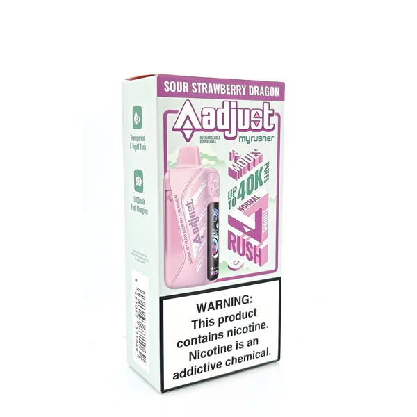 ADJUST MYRUSHER DISPOSABLE / SOUR STRAWBERRY DRAGON / 50MG / 20ML / 40K PUFFS