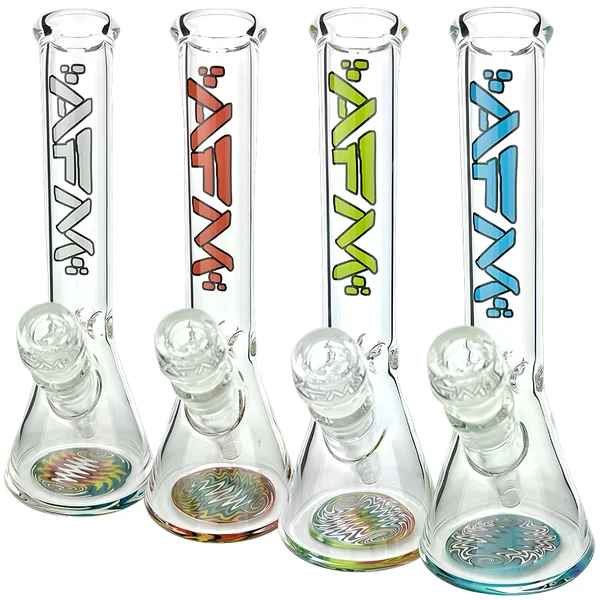 AFM Smoke 10" Rasta Clear Glass Mini Beaker Bong - Image 5