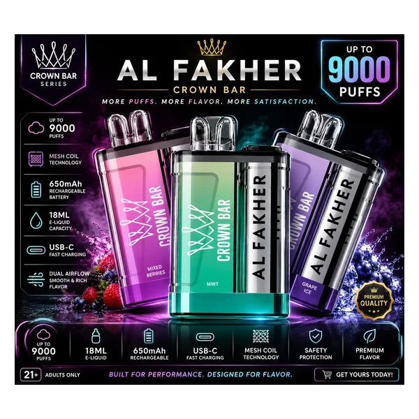 Al Fakher Crown Bar Crystal 9000 Puffs