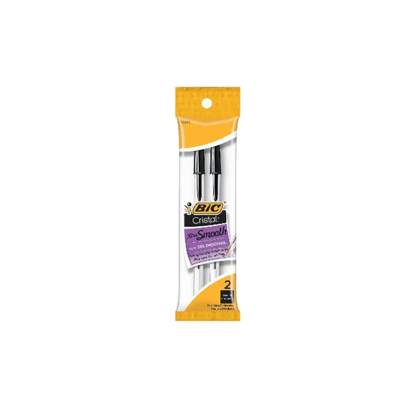 BIC CRYSTAL-BLK PEN 2CT