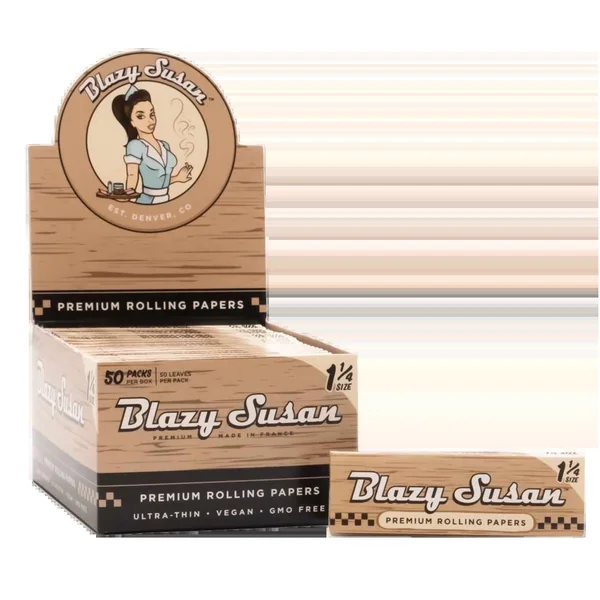 Blazy Susan 1 1/4" Unbleached Rolling Papers - Display Box