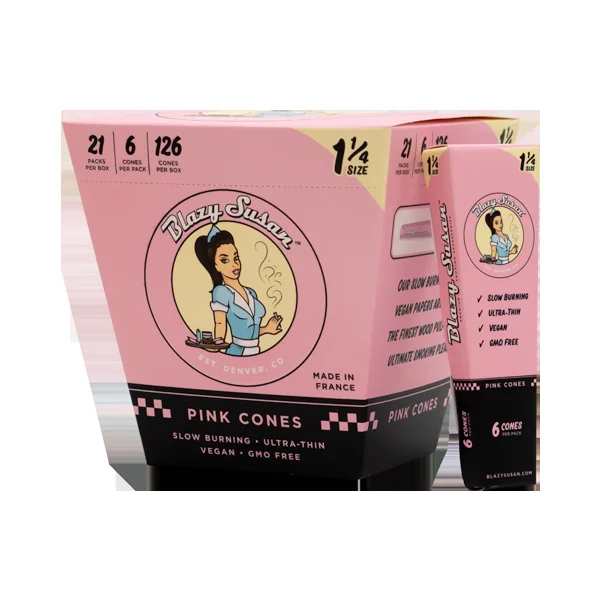 Blazy Susan Pre-Rolled Cones - 1 1/4 Size (6ct) Display of 21