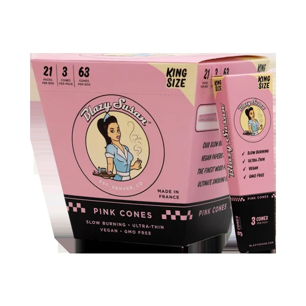 Blazy Susan Pre-Rolled Cones - King Size (3ct) Display of 21