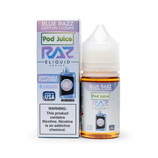 Blue Razz Cotton Clouds - Pod Juice Raz Series | Salt Nic | 30ml