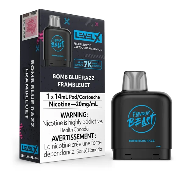 Bomb Blue Razz Level X Flavour Beast Pods | 14mL - VapeLoft