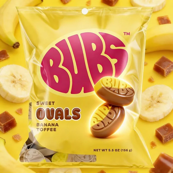 Bubs Sweet Ovals Banana Toffee 156g