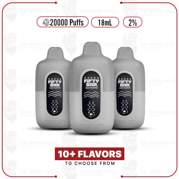 Buy Fifty Bar V2 Silver Series 20000 Puff 2% Disposable Online