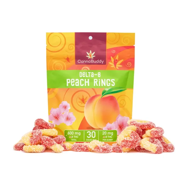 CannaBuddy Delta 8 Peach Rings (600 mg Total Delta 8 THC)
