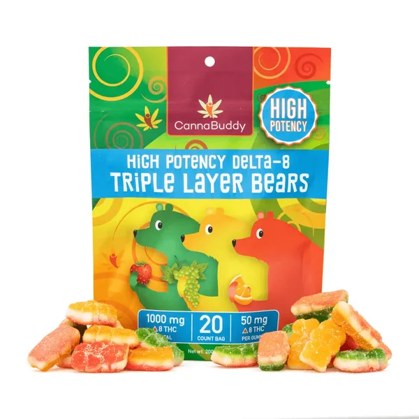 CannaBuddy High Potency Delta 8 Triple Layer Bears (1000 mg Total Delta 8 THC)