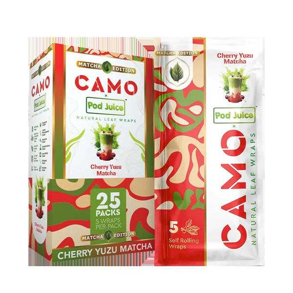 Cherry Yuzu CAMO X POD JUICE Tea Wraps 25 Pack