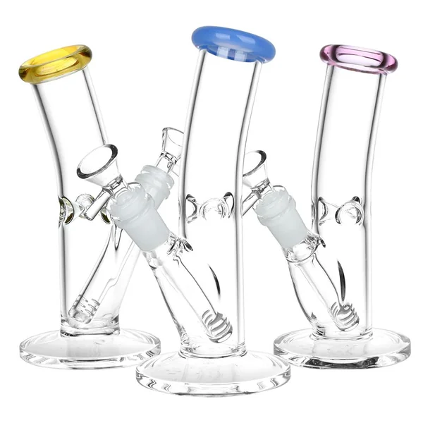 Classic Bent Neck Straight Tube Glass Water Pipe | 14mm F | Colors Vary - Image 3
