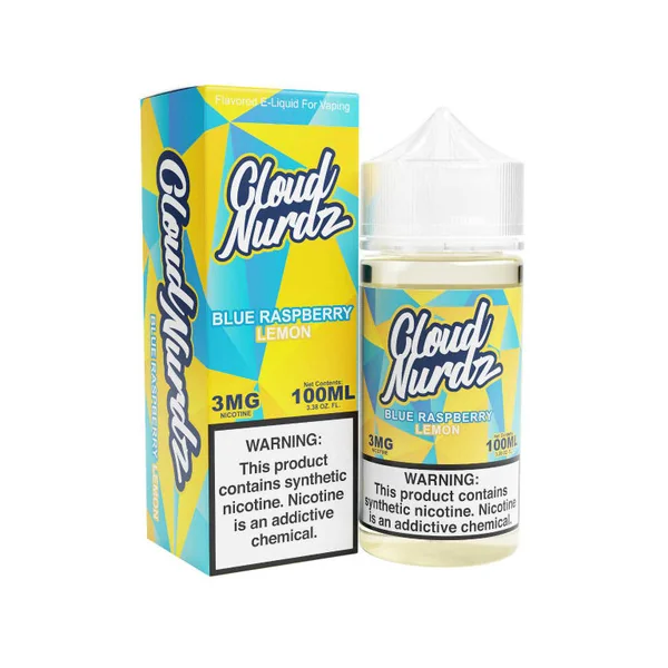 Cloud Nurdz Blue Raspberry Lemon Synthetic Nicotine 100ml E-Juice