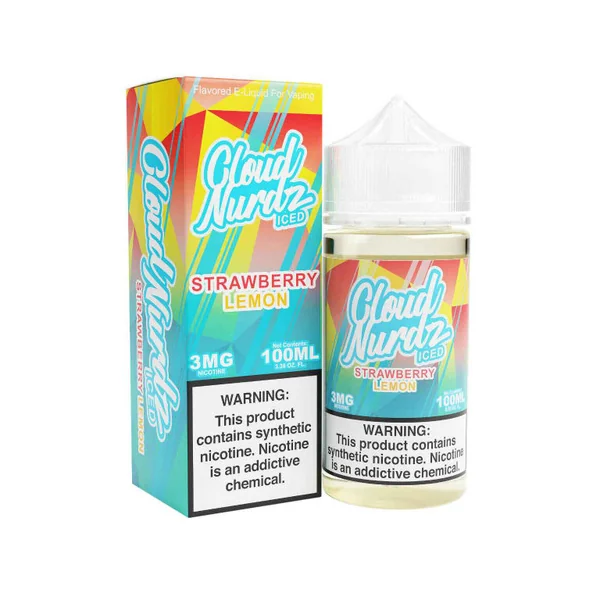 Cloud Nurdz Iced Strawberry Lemon Synthetic Nicotine 100ml E-Juice