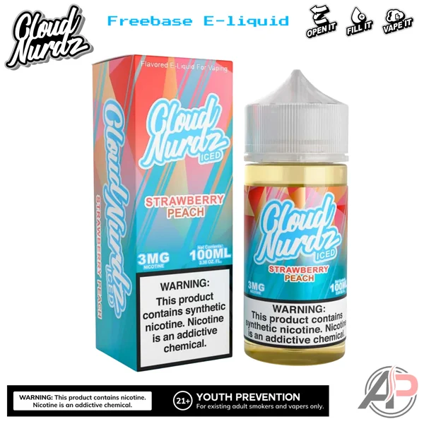 Cloud Nurdz Strawberry Peach Iced E-Liquid 100mL