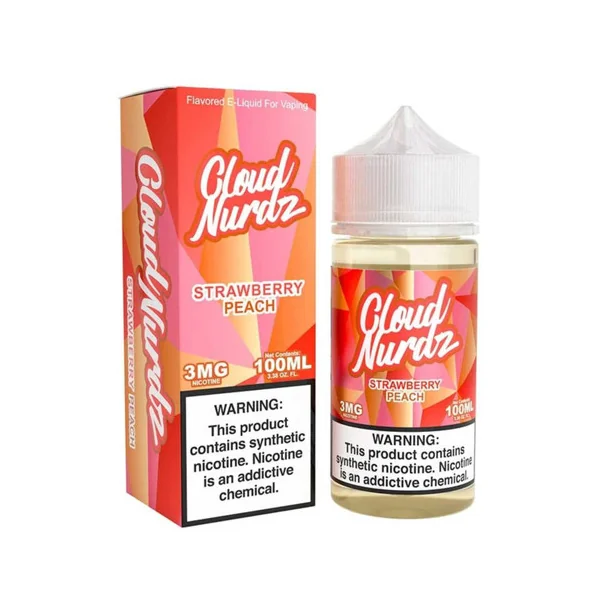 Cloud Nurdz Strawberry Peach Synthetic Nicotine 100ml E-Juice