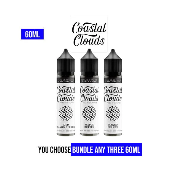Coastal Clouds Vape Juice 60ml Pick 3 Bundle (180ml)