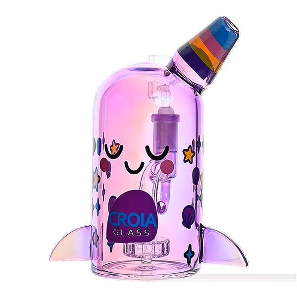 Croia Glass Cute Narwhal Dab Rig – Mini Showerhead Perc Rig | Croia Glass