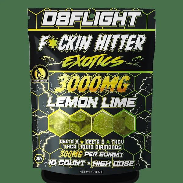 D8 Flight F*ckin Hitter Exotics Gummies Bag 3000mg 10ct (SINGLE) [DROPSHIP] - Image 3