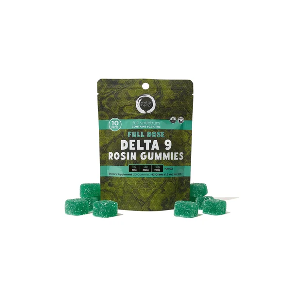 D9 THC Full-Dose Rosin Gummies: 10mg THC / 100mg CBD