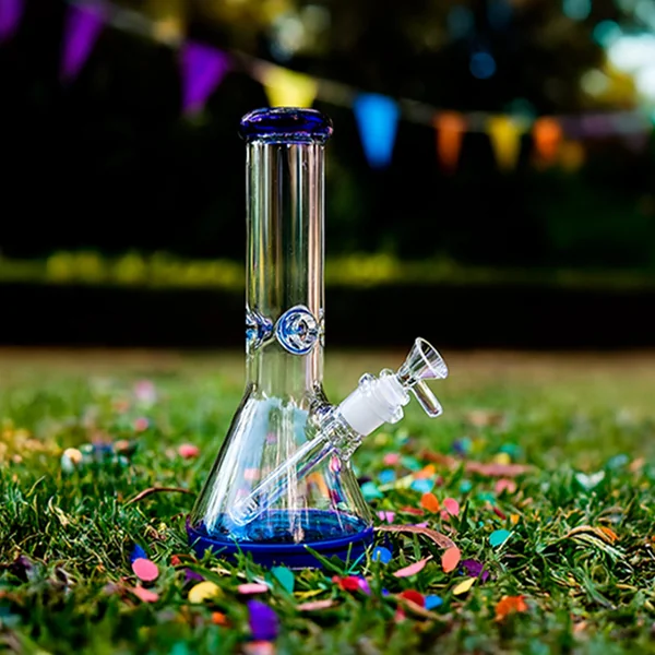 DankStop Big Base Beaker with Color Accents Bong - Green - 12 in. - Image 3