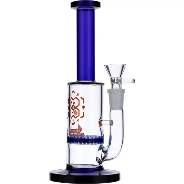 DankStop Straight Tube Colored Glass Bong | Blue - Image 2