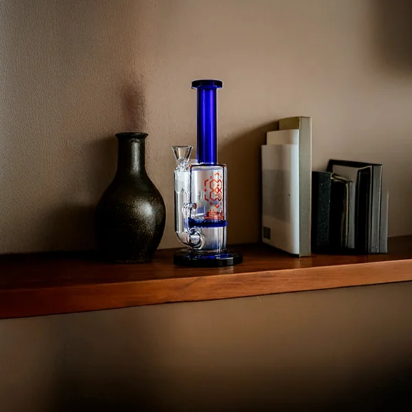DankStop Straight Tube Colored Glass Bong | Blue - Image 3
