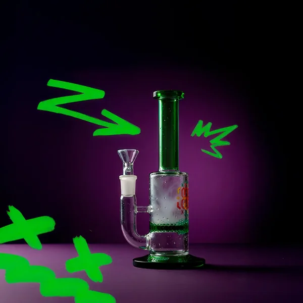 DankStop Straight Tube Colored Glass Bong | Blue - Image 4