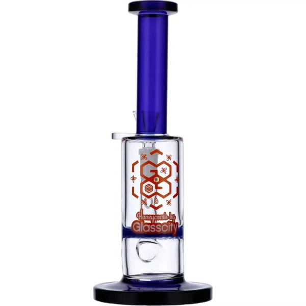 DankStop Straight Tube Colored Glass Bong | Blue - Image 6