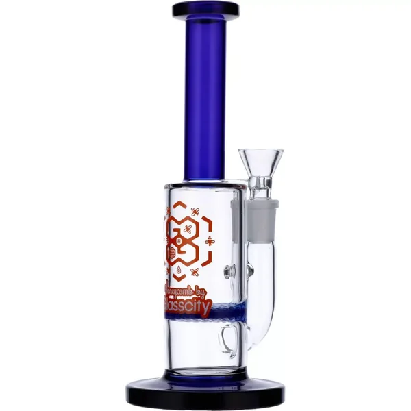 DankStop Straight Tube Colored Glass Bong | Blue - Image 8
