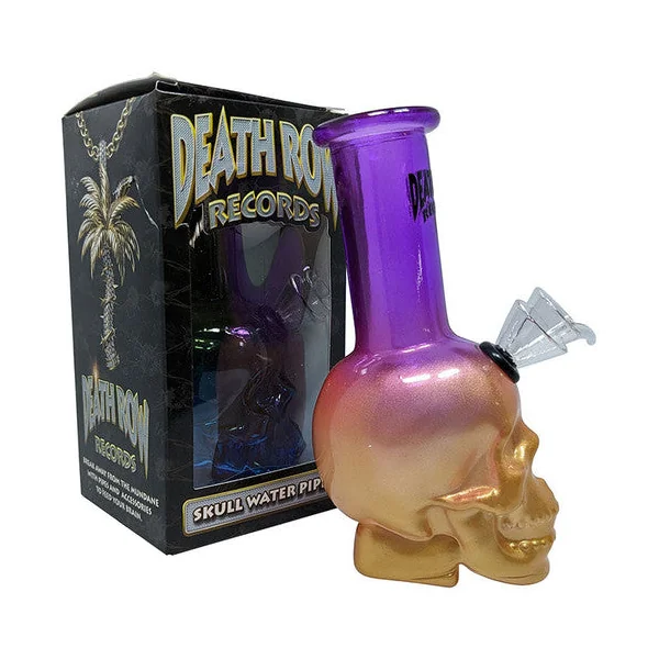 Death Row Records 6" Skull Bubbler Water Pipe (SINGLE) - Image 3