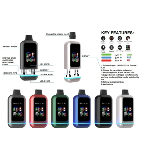 Discreet Dual 510 Vape Cart Battery – LED Screen - Image 3