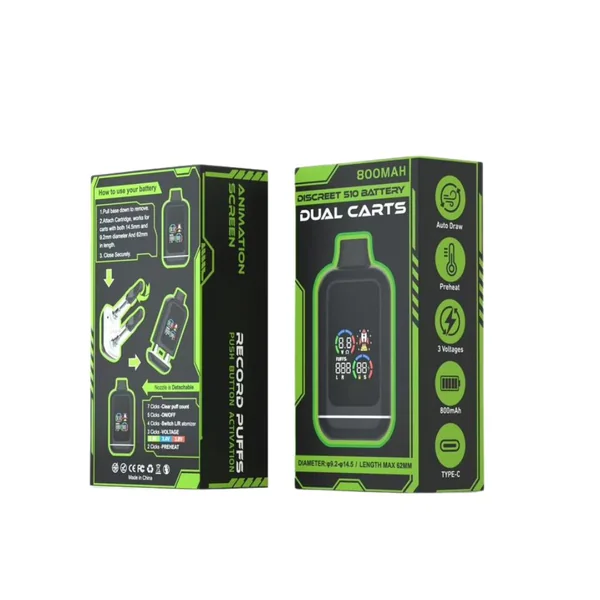 Discreet Dual 510 Vape Cart Battery – LED Screen - Image 4