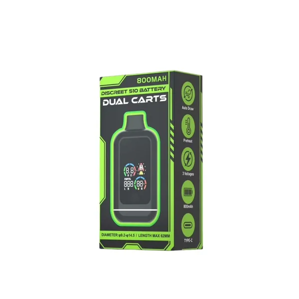 Discreet Dual 510 Vape Cart Battery – LED Screen - Image 5