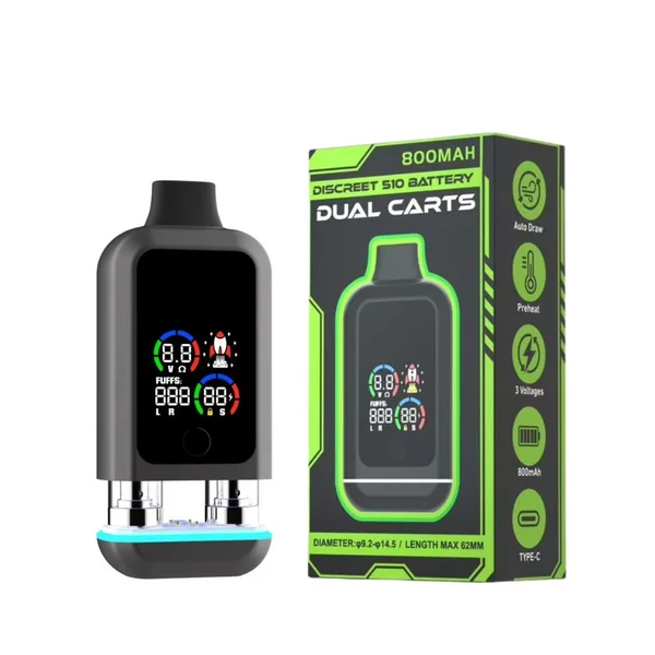 Discreet Dual 510 Vape Cart Battery – LED Screen - Image 7