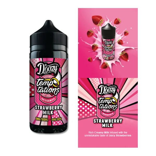 Doozy Temptations Strawberry Milk E-Liquid Short fill - Image 2