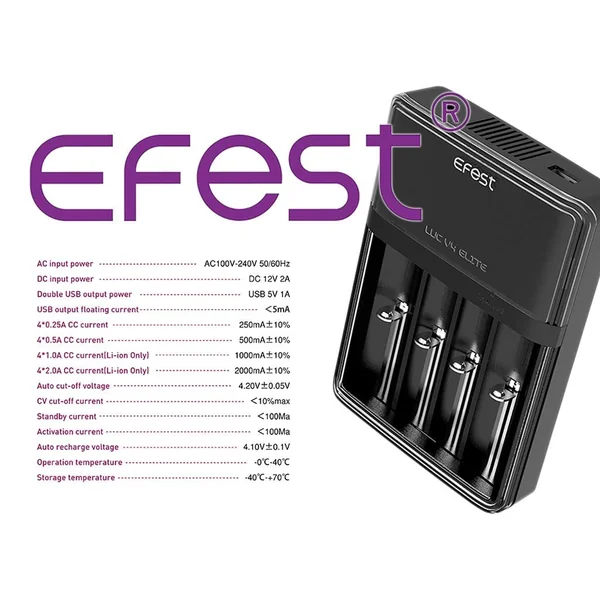 Efest LUC V4 Elite - 4-Bay HD LCD 18650 Battery Charger - Image 4
