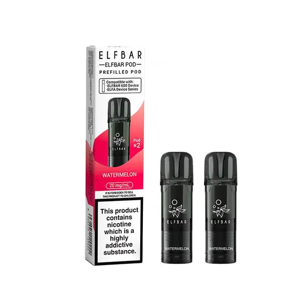 Elf Bar 600 Watermelon Prefilled Vape Pods 20mg - 2PK
