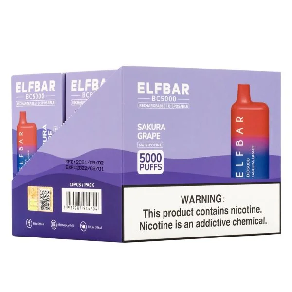Elf Bar BC5000 5000 Puffs Rechargeable Vape Disposable 10mL 10 Pack - Image 12