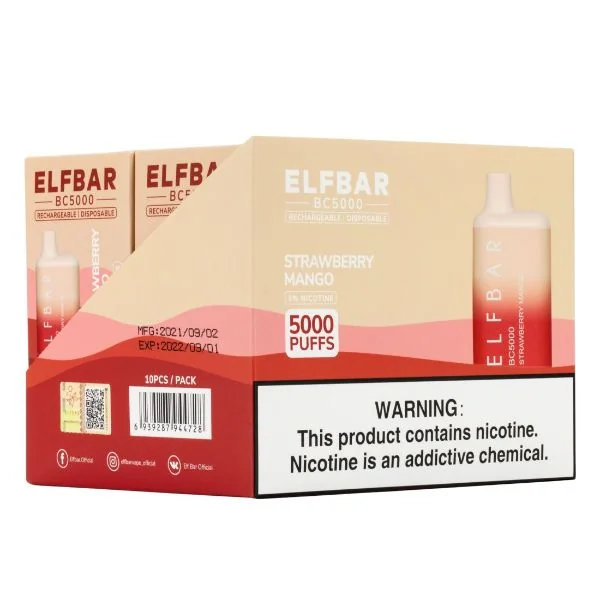 Elf Bar BC5000 5000 Puffs Rechargeable Vape Disposable 10mL 10 Pack - Image 16