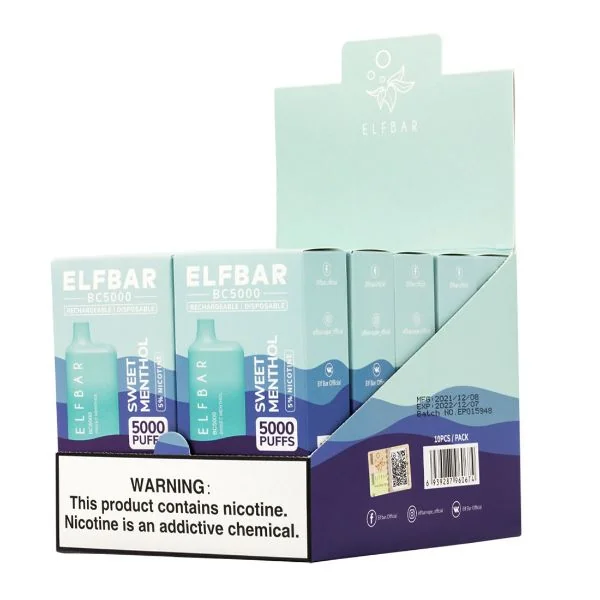 Elf Bar BC5000 5000 Puffs Rechargeable Vape Disposable 10mL 10 Pack - Image 18