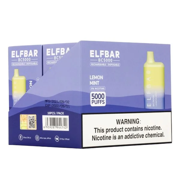 Elf Bar BC5000 5000 Puffs Rechargeable Vape Disposable 10mL 10 Pack - Image 31