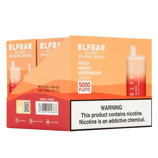 Elf Bar BC5000 5000 Puffs Rechargeable Vape Disposable 10mL 10 Pack - Image 7