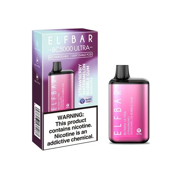 ELF BAR ULTRA 5000 Disposable Pod Device - 5000 Puffs - Integrated 650mAh Battery - Strawberry Watermelon Bubble Gum